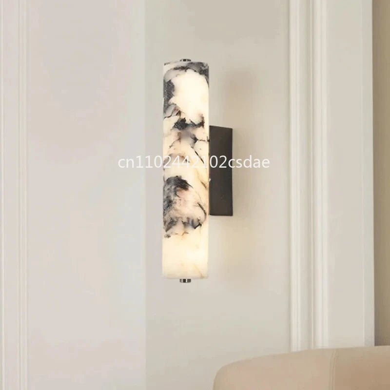 Italian Wall Lamp Natural Marble Bedroom Bedside  Black Modern  Luxury Stone Wall Light Living Room Hallway Decor Wall Sconce
