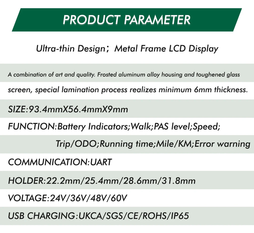 UART2 M5 24V 36V 48V Electric Bicycle Colorful Display E Scooter LCD Panel With USB UART For Mountain Electric Bike Parts (6PIN)