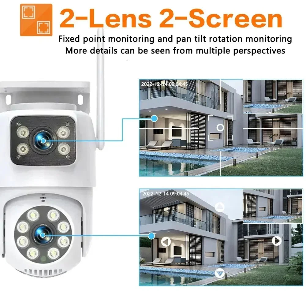 ANSVICAM Tuya Outdoor Wireless Security IP Camera 4K 8MP HD Dual Lens Wifi PTZ Camera Auto Tracking Street Surveillance Camera