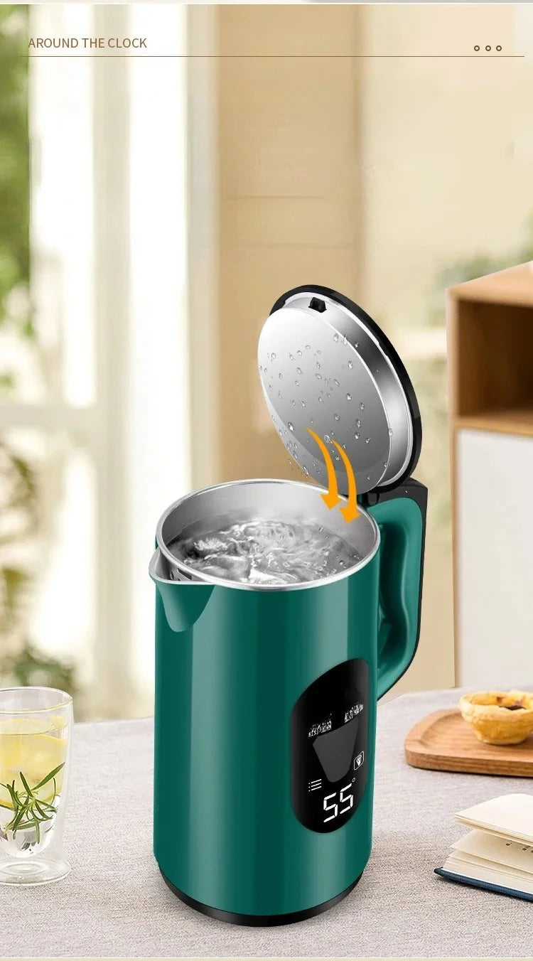 Half spherical electric kettle with integrated insulation, large capacity for household use, featuring automatic power-off .