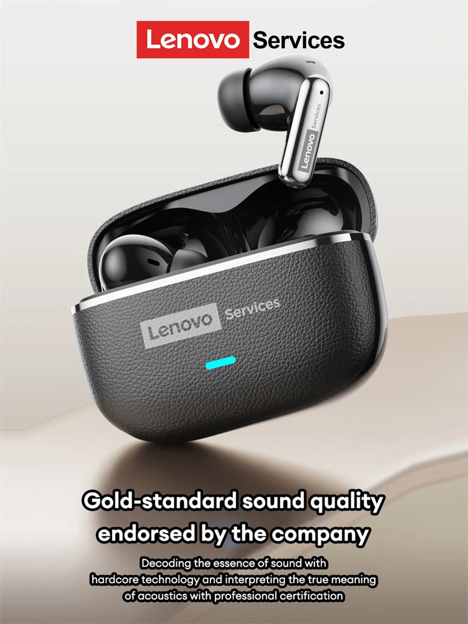 Lenovo LE208 TWS Bluetooth 6.0 Wireless Leather Earphones Stereo ENC Noise Cancelling Headphone 38ms Low Latency Gaming Headset