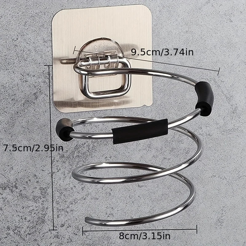 Bathroom Hair Dryer Holder Free Punching Hair Care Tools Holder Adhesive Wall Mount Barber Salon Tools
