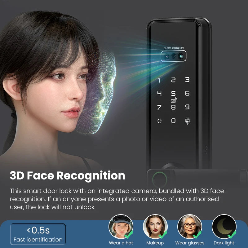 ttlock remote control 3d face recognition fingerprint smart lock automatic safe digital Intelligent electronic lock for home
