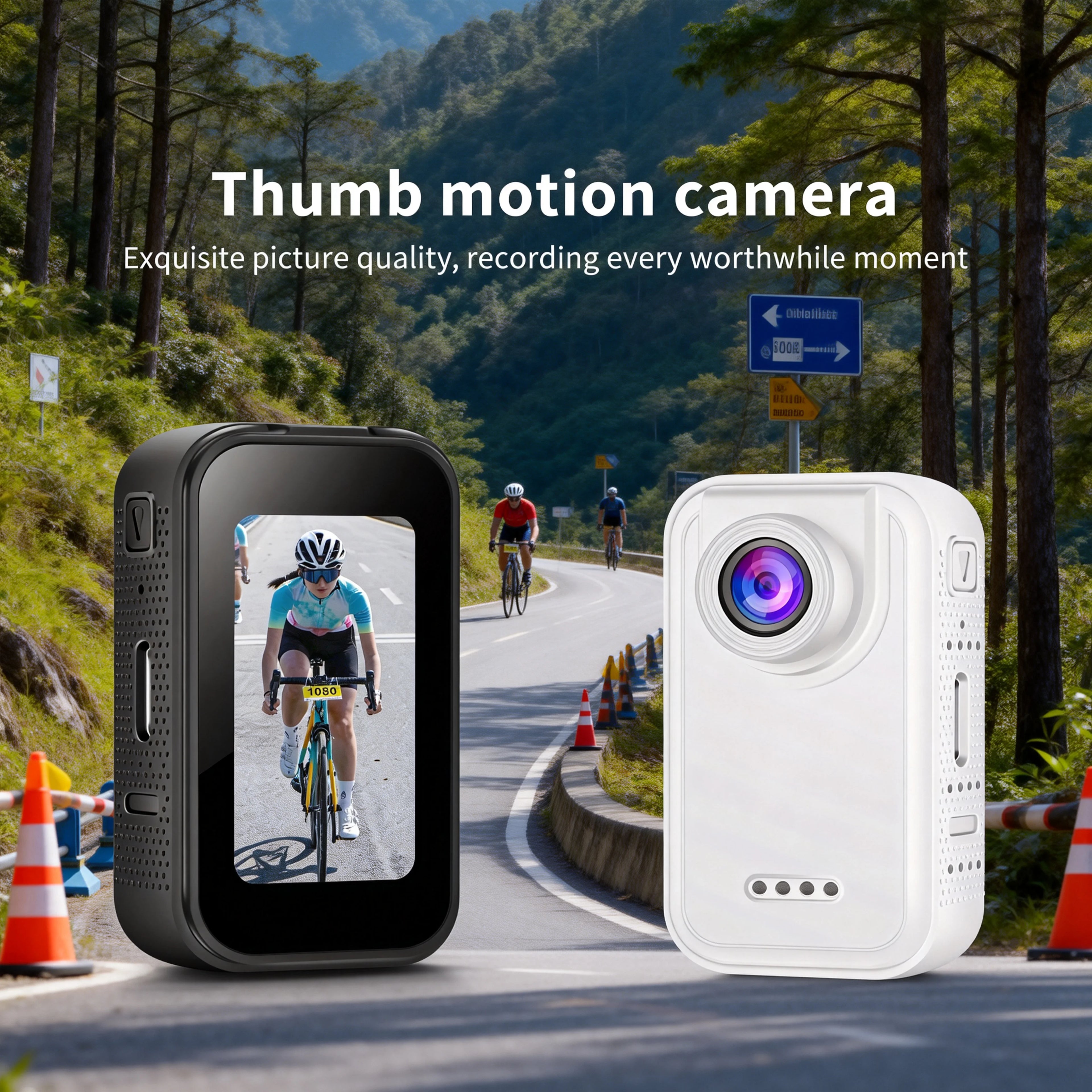 1080p HD thumb camera, one-click quick shot, portable 2K compact HD recorder, cycling, mountaineering, outdoor sports camera