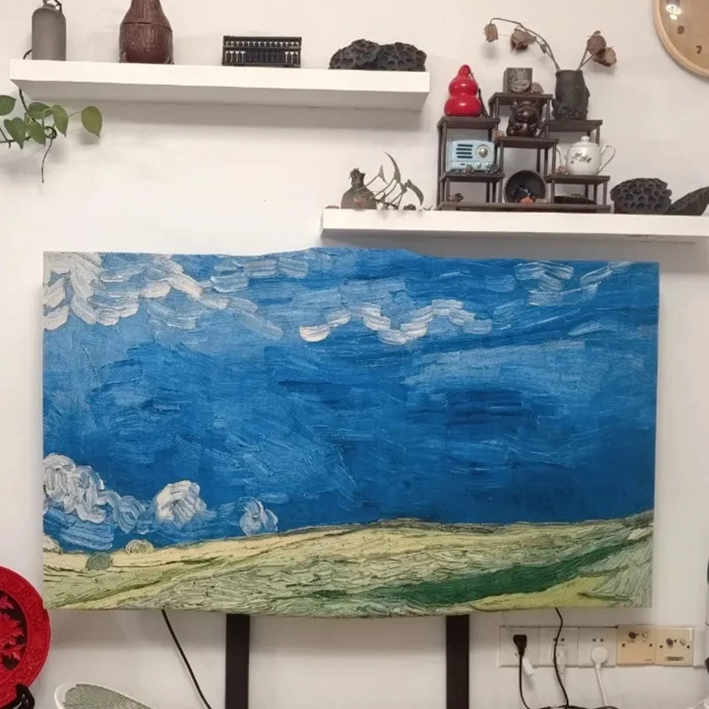TV Screen Dust Proof Cover Landscape Pattern TV Monitor Cover 32-75 inch High Elastic LCD Protector Cloth