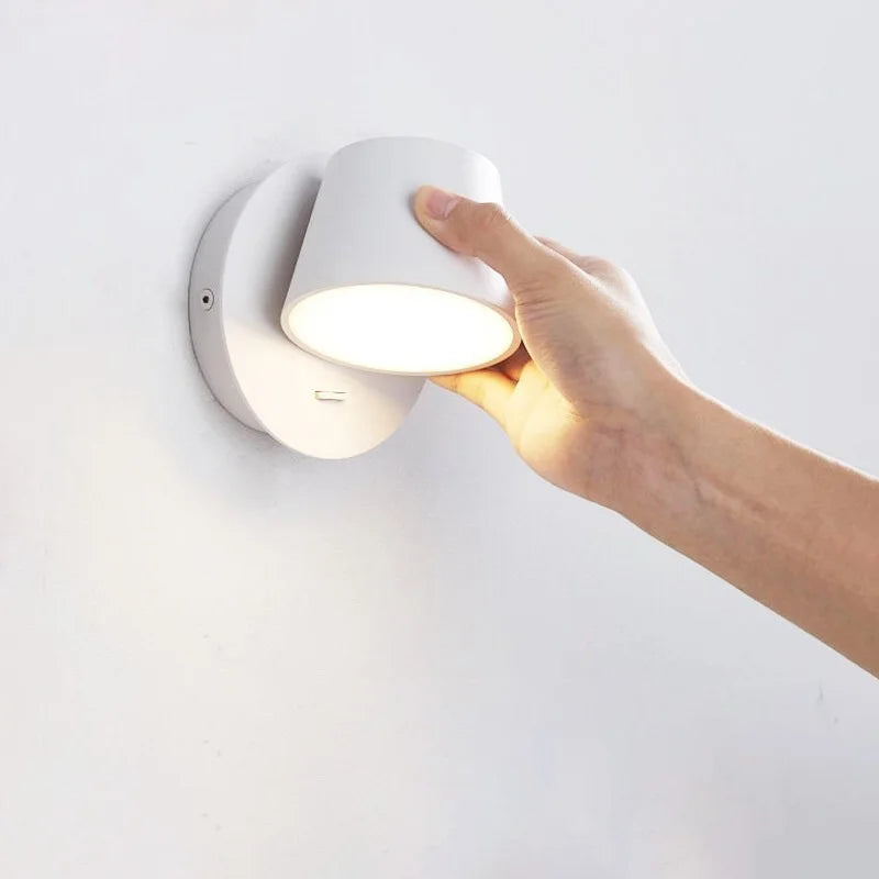Nordic LED Wall Lamp With Switch 350 Degrees Rotatable Bedroom Bedside Corridor Reading Light Aisle Hotel Sconce Indoor Light