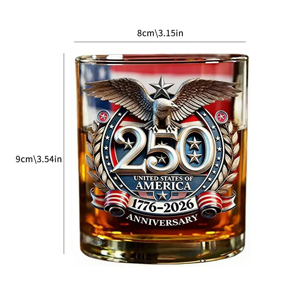 America 250 Years Anniversary Liquor Bottle Hand-blown Glassware America 250th Patriotic Eagle Cup Whiskey Glasses Rotating Cup