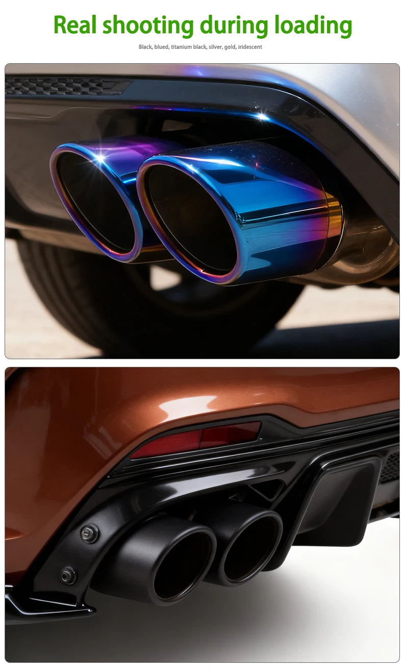 Universal Dual Exhaust Tip Stainless Steel Slant Cut Tip for Car Exhaust Pipe Extension Modification Decoration Muffler Tailpipe