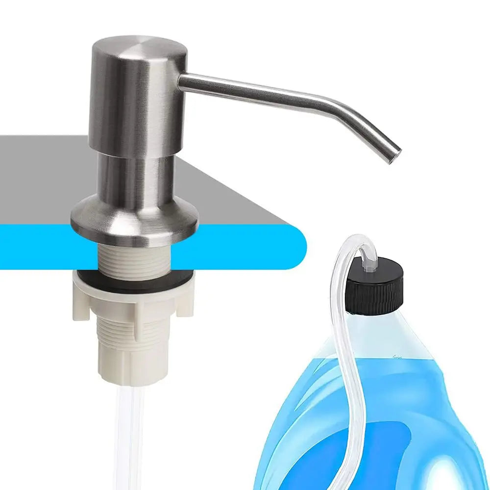 Stainless Steel Soap Dispenser Bathroom Kitchen Sink Mounted No-spill Water Pump Dishwashing Liquid Lotion Dispenser