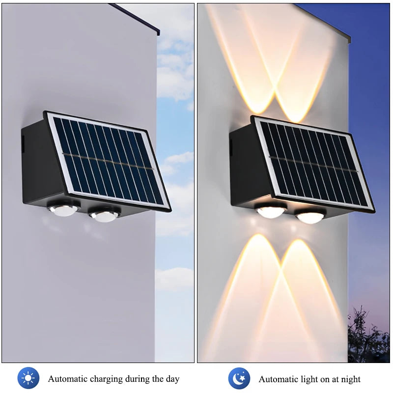 Modern Minimalist Solar Wall Light 4/6/8 LED Outdoor Waterproof Ip65 Garden Hallway Balcony Up and Down Light Wall Light