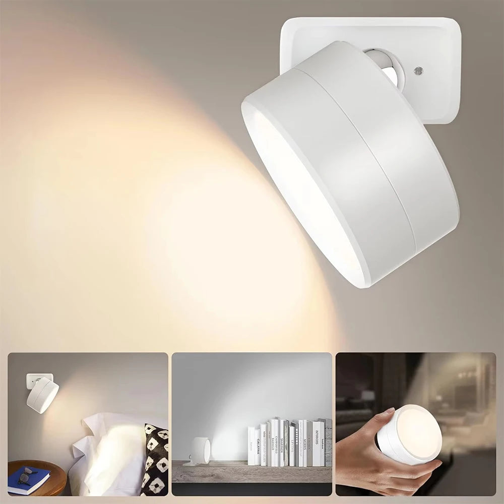 Led Wall Lamp Touch Control 12 Color Modes Remote 360 Rotatable USB Recharge Wireless Portable Night Light For Bedroom Reading