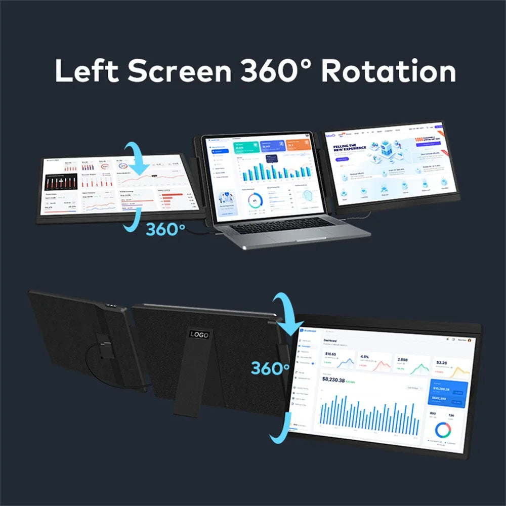 Rospider 14 to 16 Inch Dual Screen Extender Display FHD IPS Triple Expandable Monitor High Definition for Laptop Productivity
