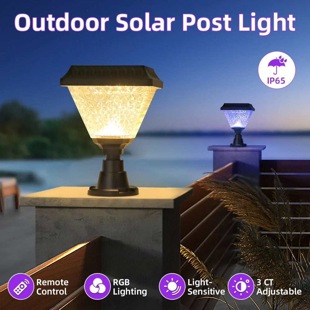 Outdoor Garden Solar Lights With Remote Control RGB Lights LED External Sunlight Lamp Garden Decoration Lighting Accessories