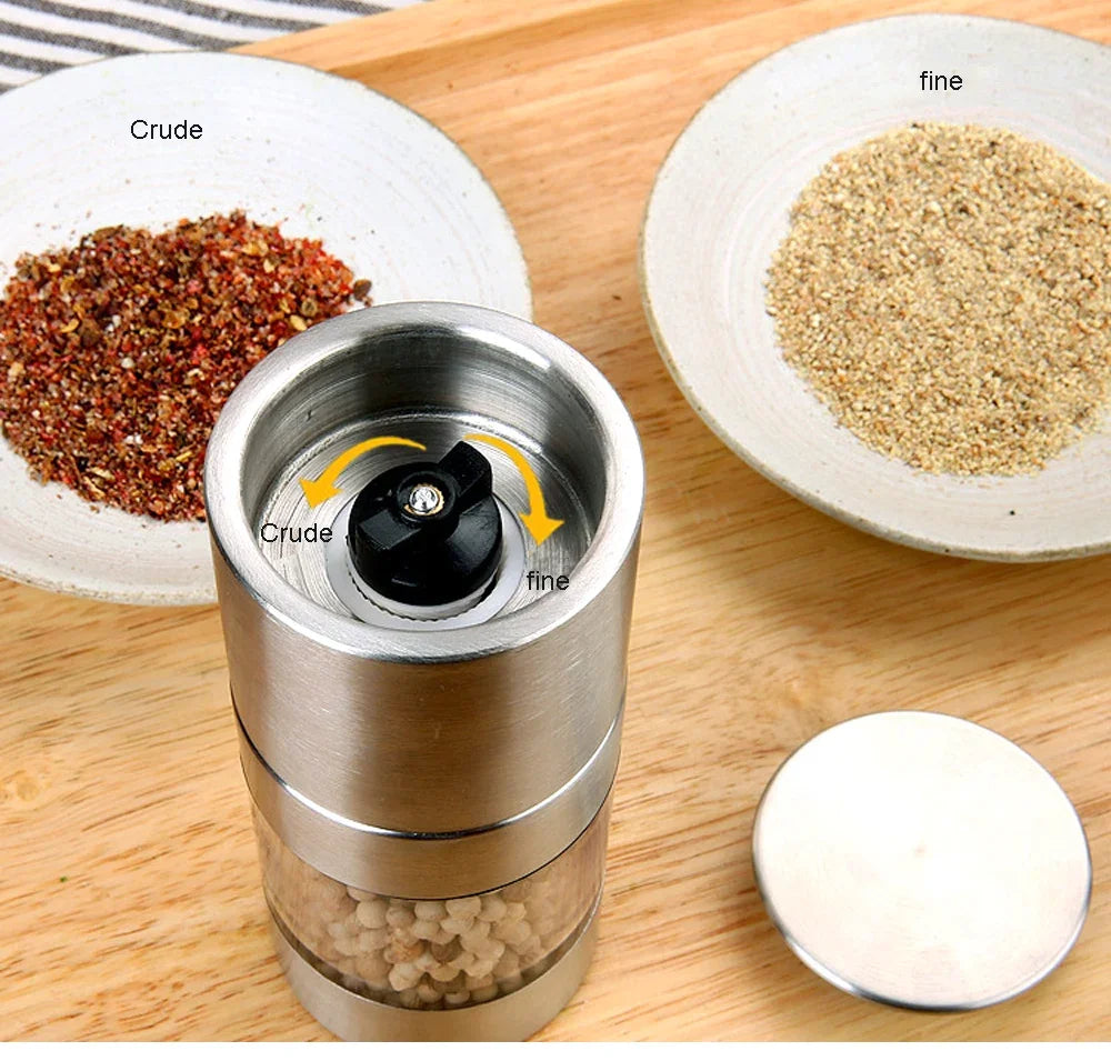 Double Head Pepper Grinder Stainless Steel Spice Bottle Pepper Mill Manual Spice Grinder Mill Household Kitchen Gadgets