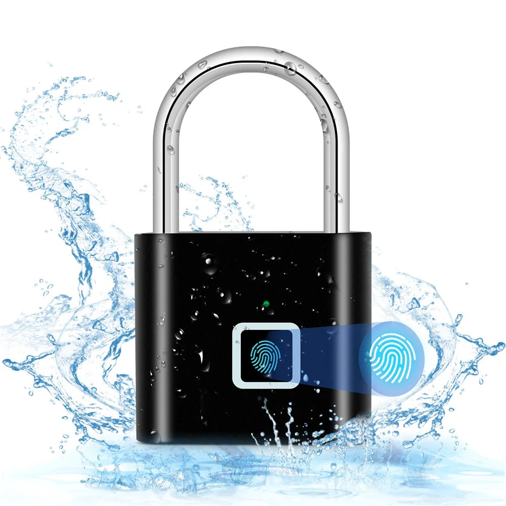 KERUI Fingerprint Lock Keyless USB Charging Smart Padlock Waterproof Door Lock 0.2sec Unlock Portable Anti-theft Padlock Zinc