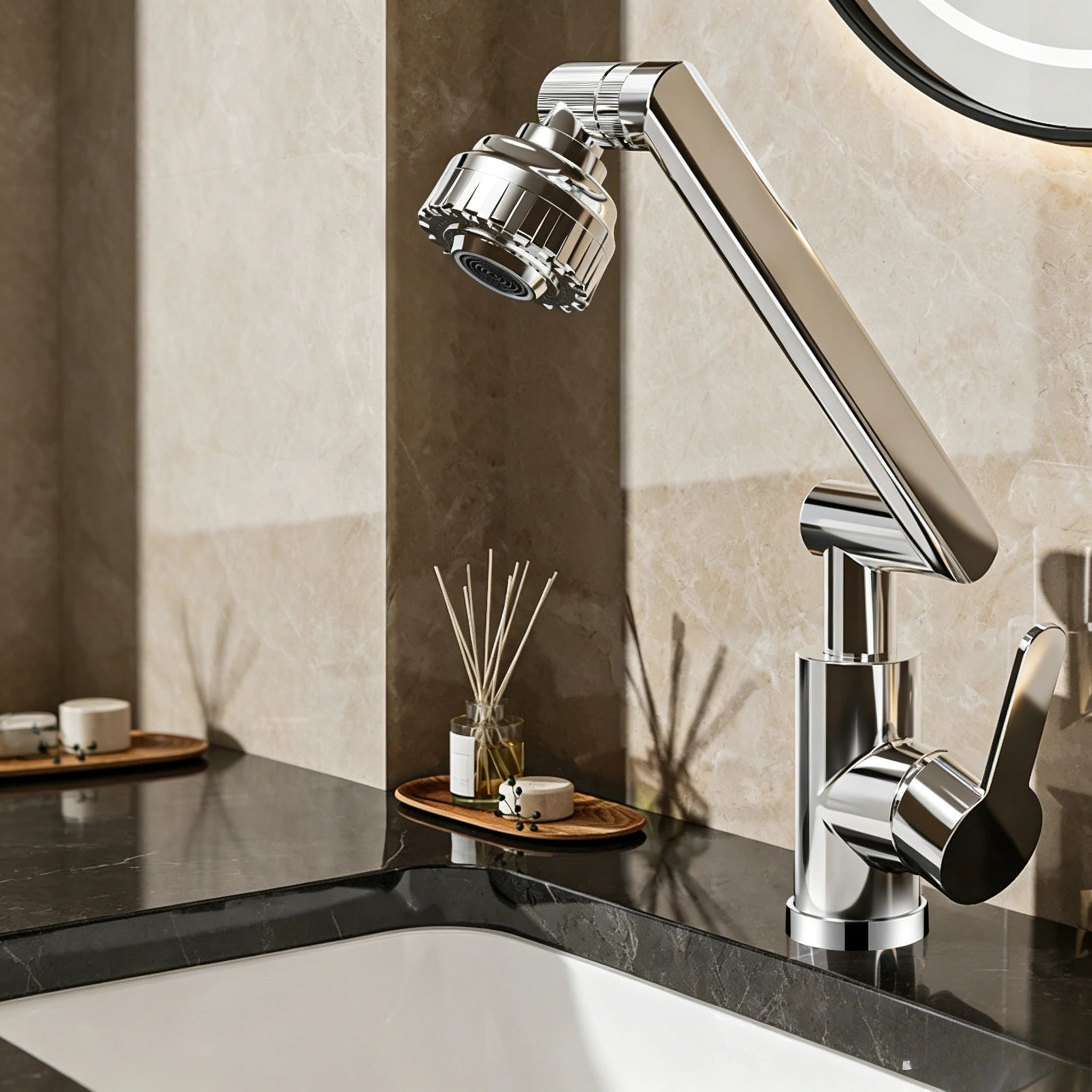 Hot Cold Water Basin Faucet Multifunction Booster Universal Rotating Wash Basin Tap for Bathroom Kitchen Household Mixer Faucet