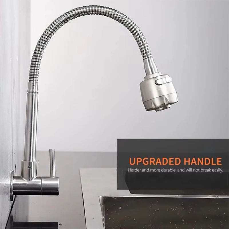 Wall Mounted Stainless Steel Single Cold Water Faucet Universal Rotation for Garden Balcony Washbasin Mop Pool Outdoor Use
