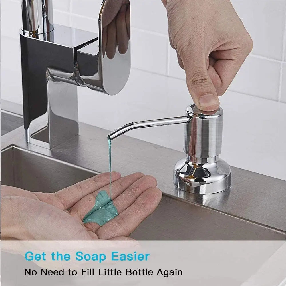 Stainless Steel Soap Dispenser Bathroom Kitchen Sink Mounted No-spill Water Pump Dishwashing Liquid Lotion Dispenser