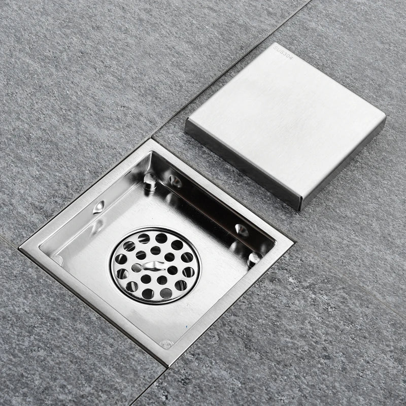 Square Shower Drain Tile Insert Anti Odor Stainless Steel Floor Drain Kit with Removable Grate Cover Hair Strainer Black Gold