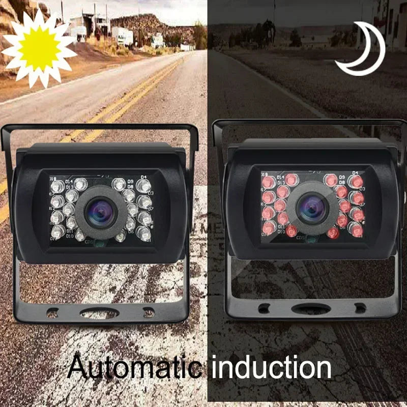 HD 12V/24V Backup Camera Heavy Duty IR Night Vision Waterproof Vehicle Rear View HD Cam for Car Bus Lorry Trailer Pickups RV