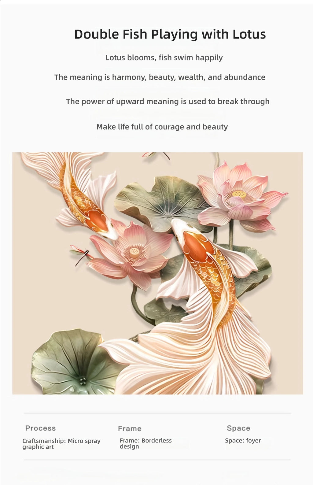 Modern Light Luxury Entrance LED Decorative Painting Koi Carp Home Decoration Living Room Bedroom Sofa Wall Corridor Mural Light