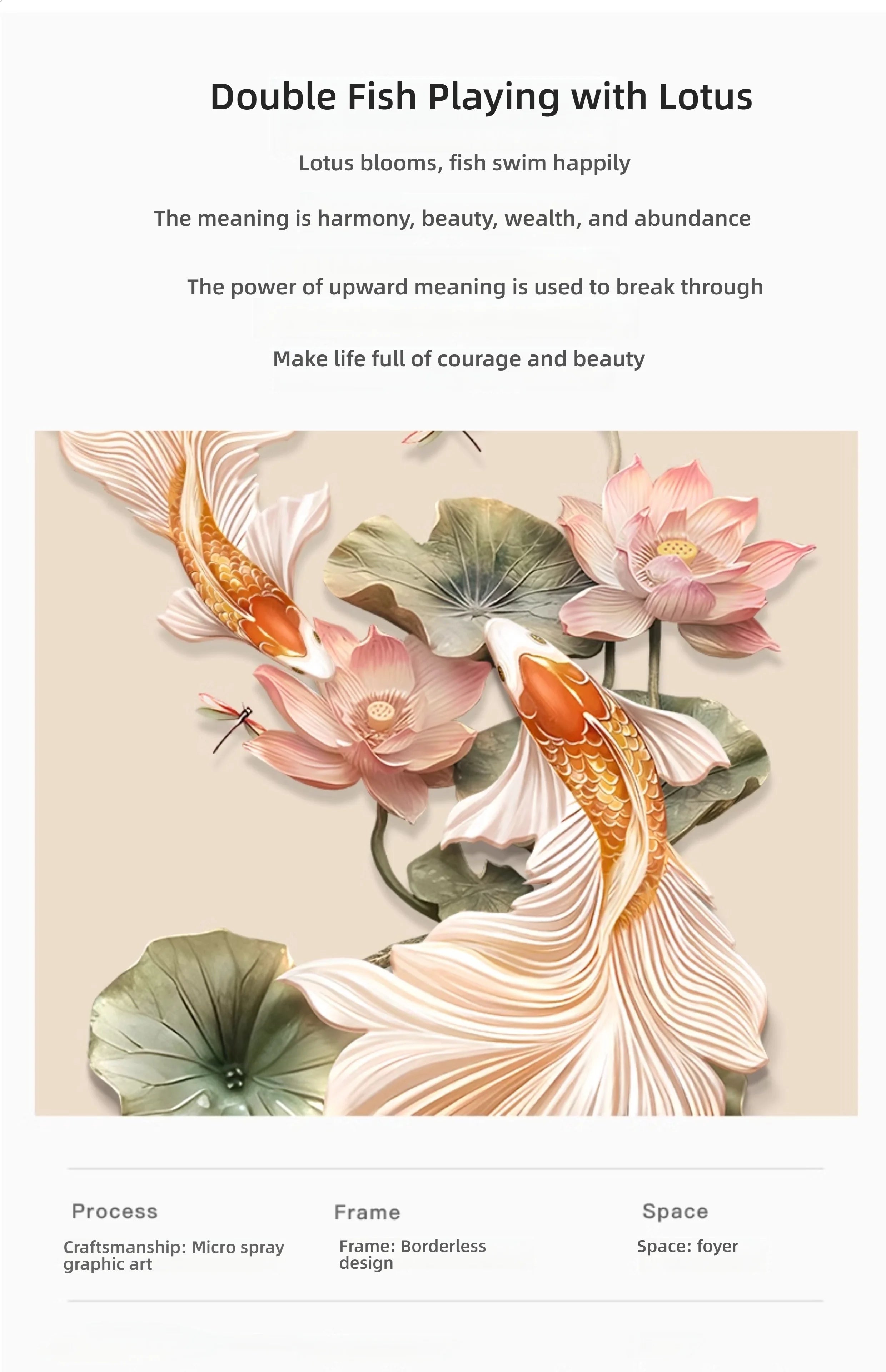 Modern Light Luxury Entrance LED Decorative Painting Koi Carp Home Decoration Living Room Bedroom Sofa Wall Corridor Mural Light
