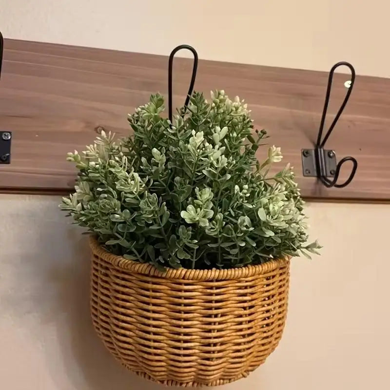 Kitchen Storage Basket With Handle Cute Wall Hanging Woven Basket Kawaii Hanging Storage Basket Kitchen Sundries Organizer