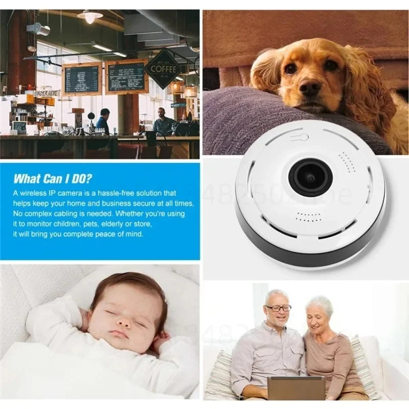 HD Mini Camera WIFI 360° Indoor Panorama Remote Smart Home 2MP Two-way Voice IP Cam Night Vision Security Protection Camcorders