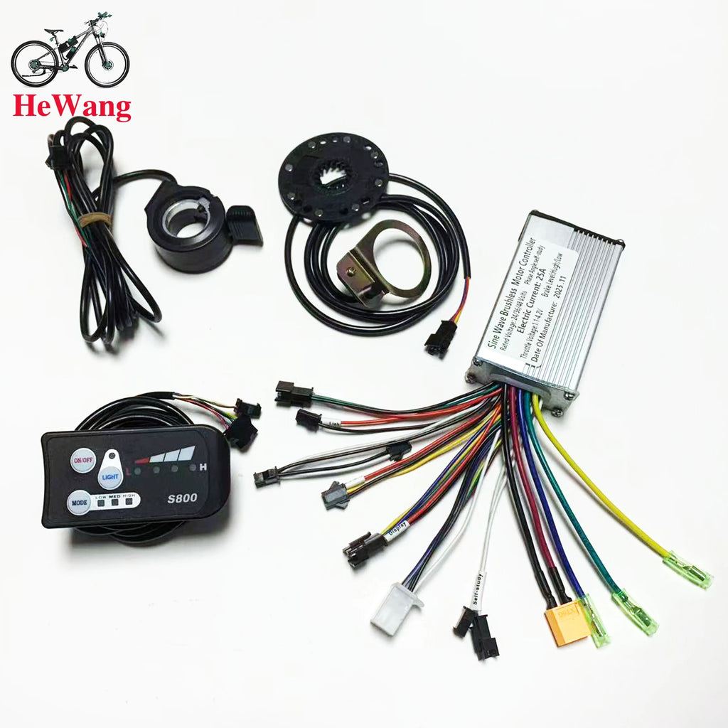 24V/36V/48V Electric bike kit: 25A sine wave controller with LED S800 instrument , 130X thumb throttle , 8C speed assist sensor