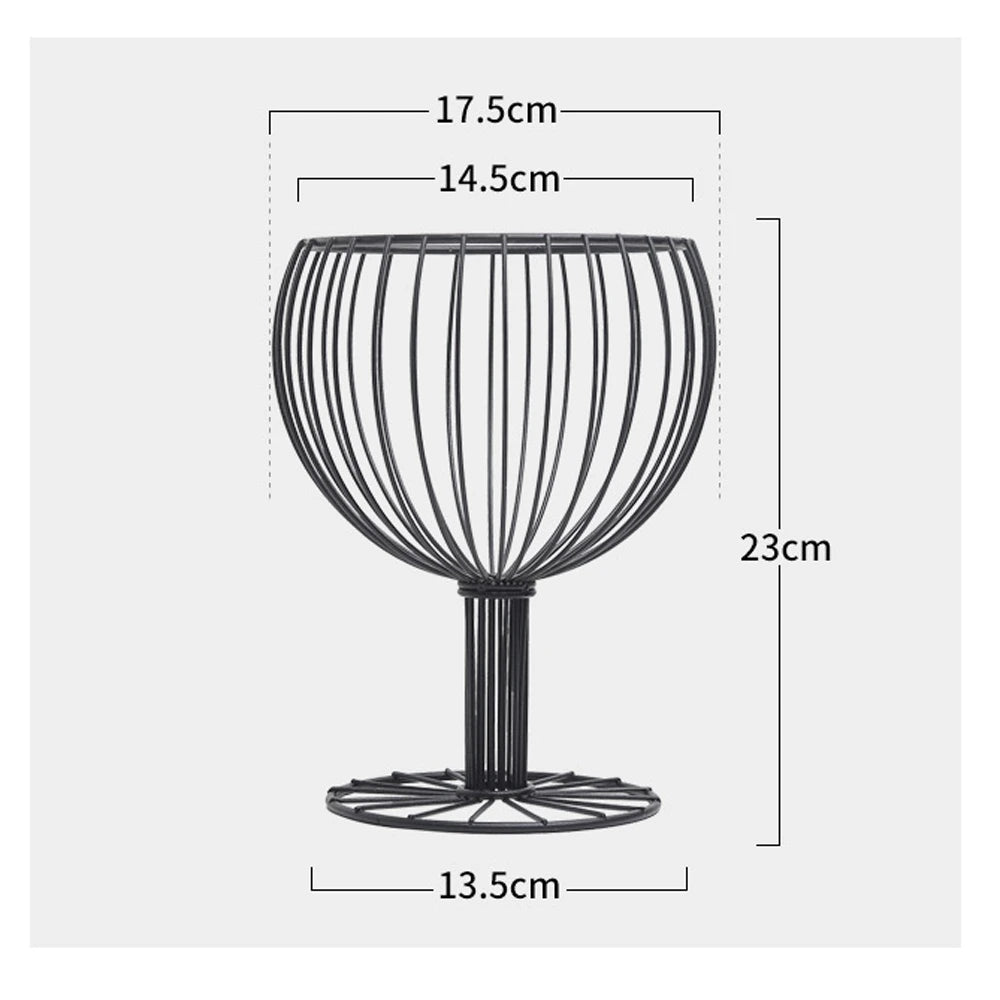 Wine Glass Decor Fruit Basket Wire Basket Snacks Candy Storage Fruit Container Basket Wine Glass Cork Holder