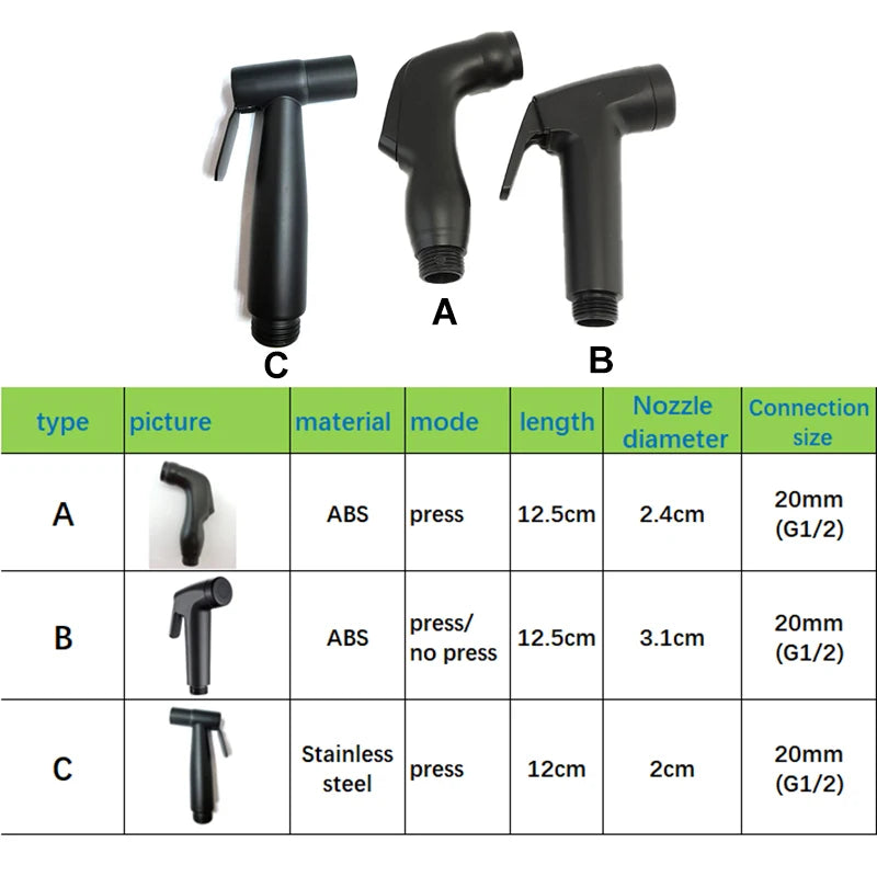 Handheld Black Toilet wash Bidet Faucet Spray Gun Sprayer shower head Anal cleaning washer WC Bathroom water valve hose holder