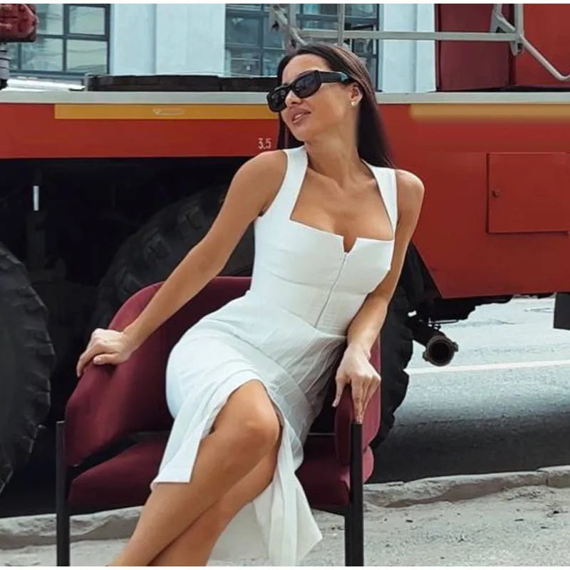 Fashion Lapel Short Sleeve Dress Women's Solid Color Single Breasted Slit Midi Dresses 2026 Summer New Lady Elegant Office Wear