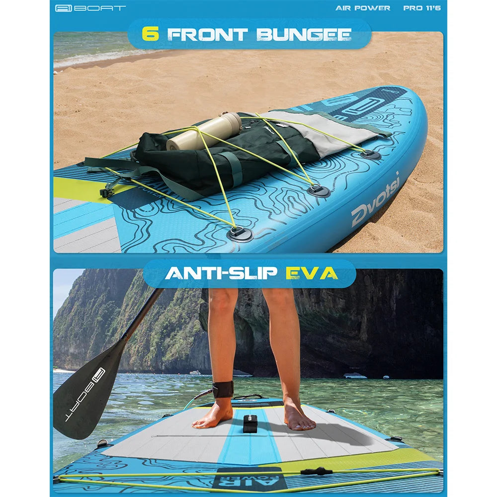 AIBOAT Blue Pro SUP Waterproof Inflatable Paddle Board 11'6''x35''x6'' Adult Standing Style Aquatic Fishing With Accessories SUB