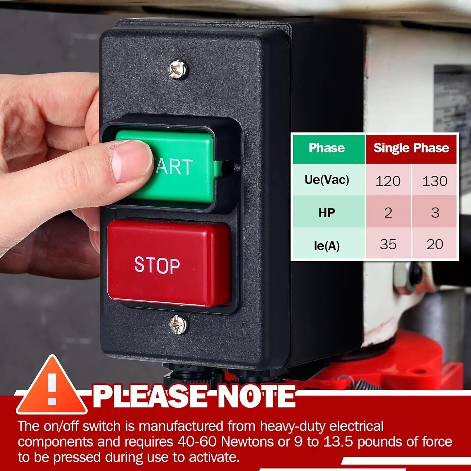 120/230V Single-Phase Switch, Mechanical Switch, Single-Phase/Three-Phase Switch 120V 2HP Safety Power Switch For Table Saw Tool