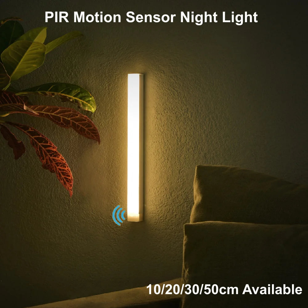 LED Motion Sensor Light Night Light Wireless USB Under Cabinet Light For Kitchen Cabinet Bedroom Wardrobe Sensor Indoor Lighting