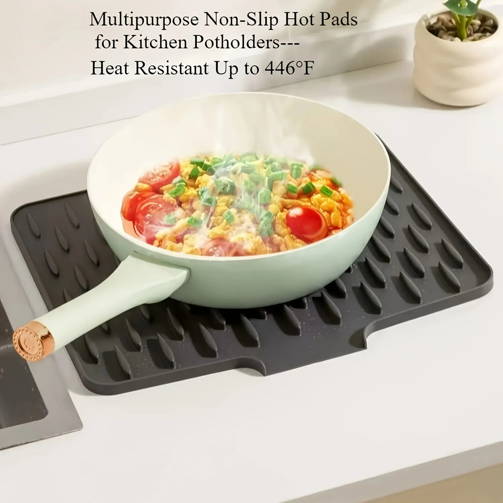 Kitchen Silicone Drain Mat with Built-in Drainage Design, Easy to Clean, Suitable for Countertops, Sinks, Refrigerators