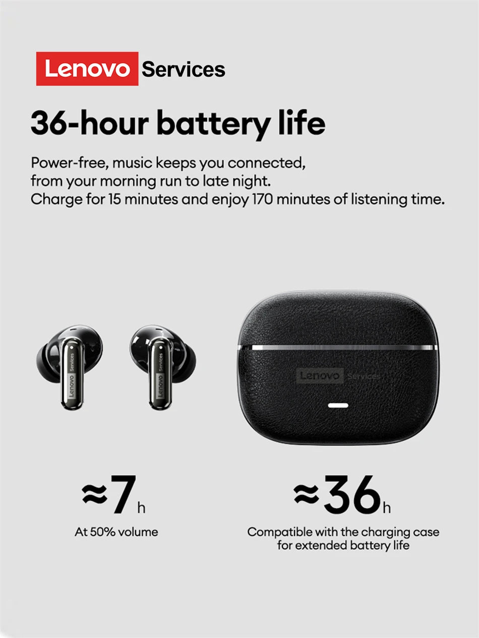 Lenovo LE208 TWS Bluetooth 6.0 Wireless Leather Earphones Stereo ENC Noise Cancelling Headphone 38ms Low Latency Gaming Headset