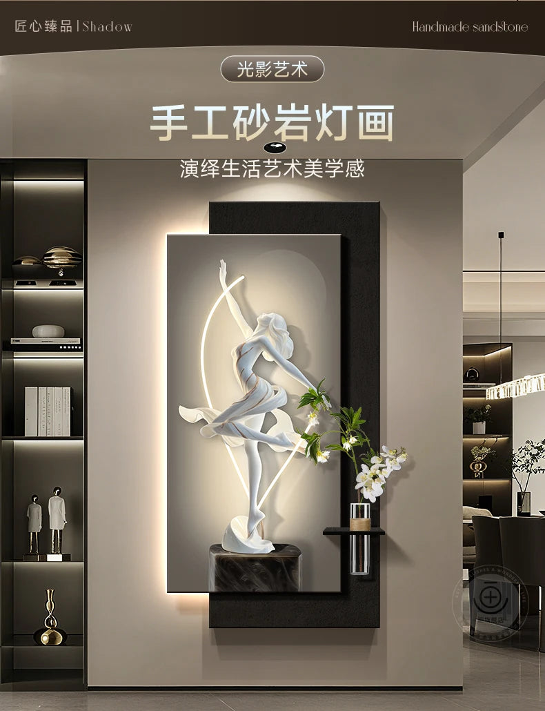 Modern light luxury entrance door, foyer decoration painting, high-end feeling, corridor corridor hanging painting, hydroponic g