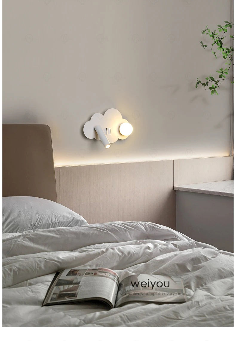 White wall lamp backlight 350 degree rotation adjustable wall lamp hotel bedroom bedside study reading desk lamp with switch