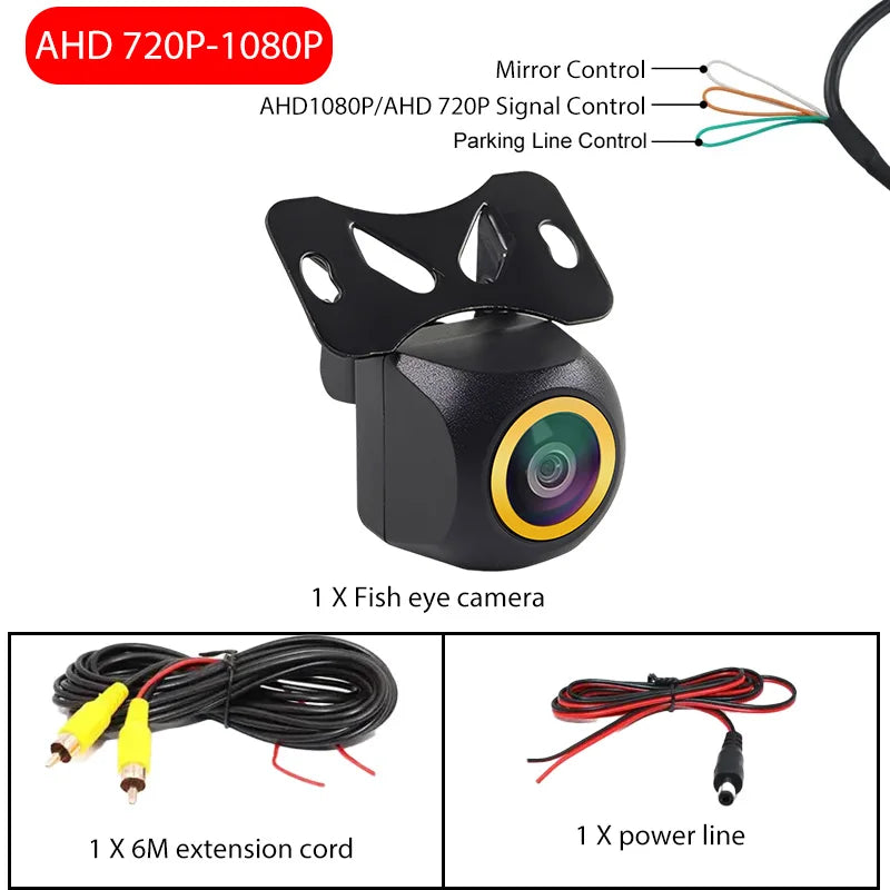 AHD CVBS HD fisheye reversing camera IP67 waterproof night vision lens compatible with car radio MP5 player monitor