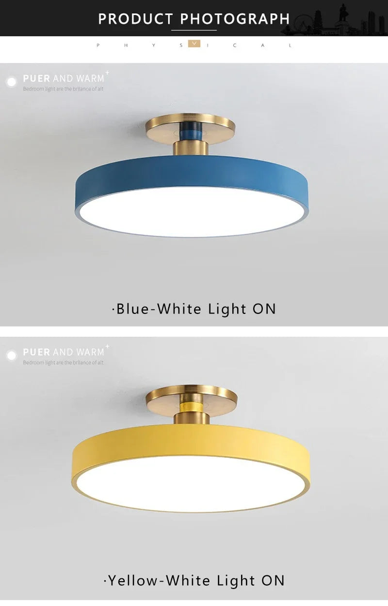 Modern Macaron LED Ceiling Light Simple Circular Dimmable Pendant Light Living Room Bedroom Study Nordic Decorative Lighting