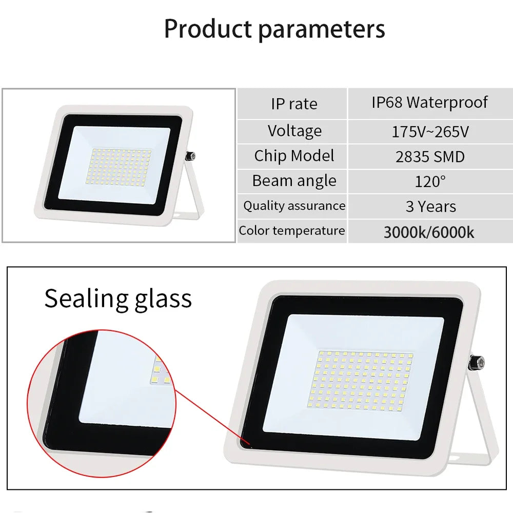 High Brightness LED Flood Light AC220V 30W 50W 100W Outdoor IP68Waterproof Floodlight Spotlight Street Wall Lamp Garden Lighting