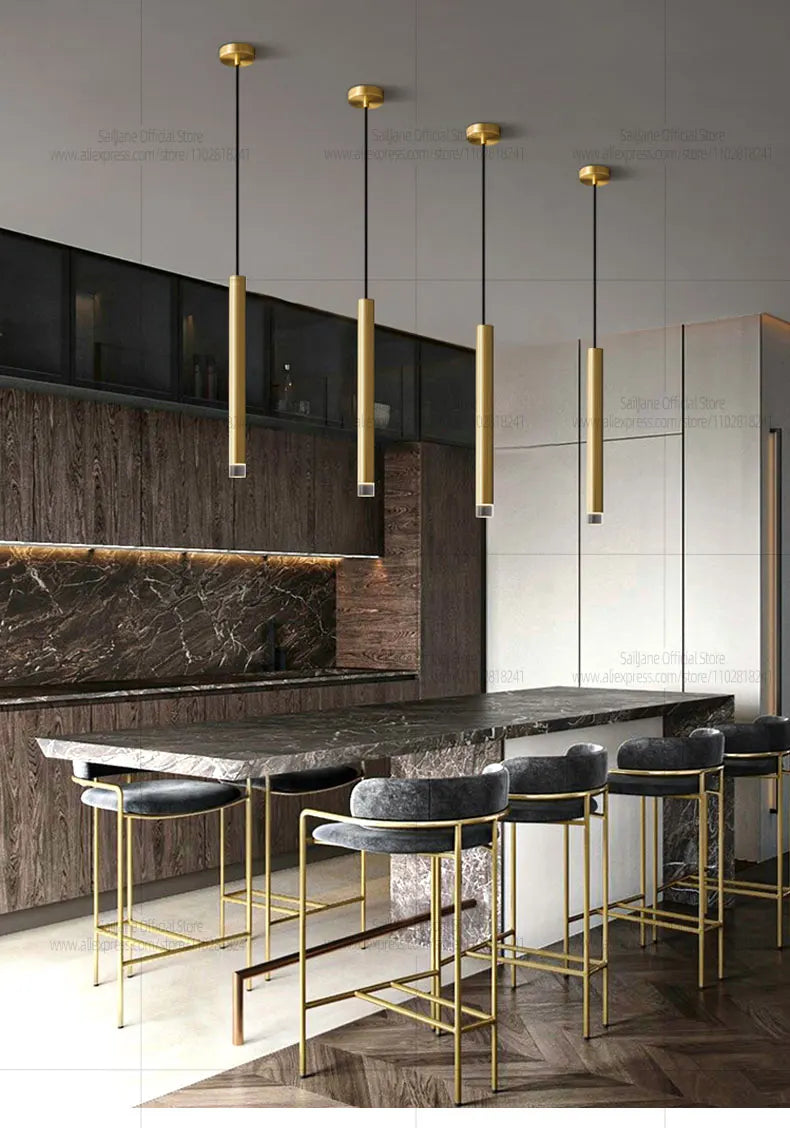Modern LED Long Pendant Light  Kitchen Ceiling Lamp Bedroom Bedside Lamp Dining Counter Decoration Chandelier Indoor Lighting