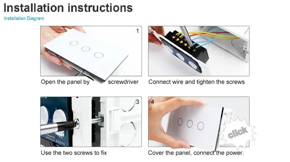 Livolo US/AU Standard Wall Touch Switch Crystal Glass Panel Touch Control Light Switch AC 110~250V/50~60Hz