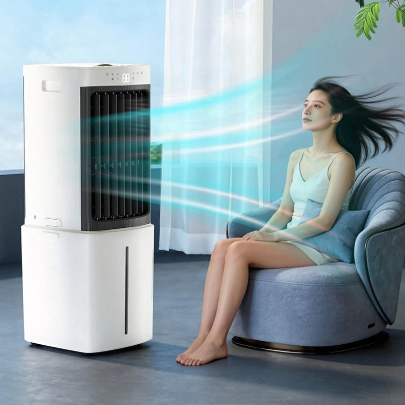 New Mini Air Conditioner Fan Cooling for Whole Room Mobile with Ice Crystals Voice Control Quiet Detachable Filter Air Cooler