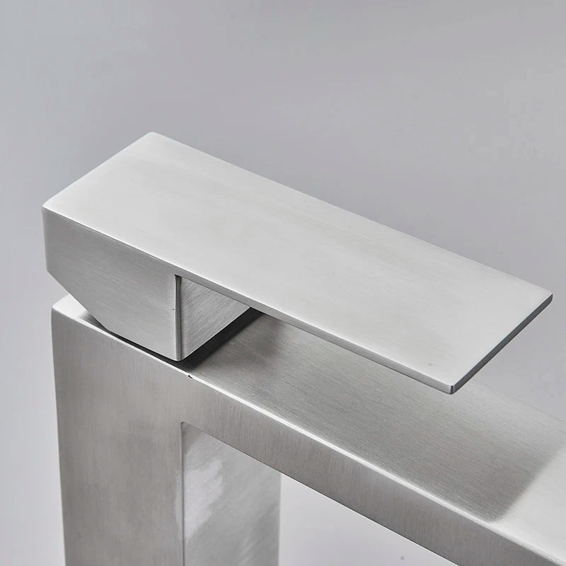 Senlesen Brushed Gold Bathroom Faucet Basin Faucets Deck Mounted Sink Mixer Tap Stainless Steel Countertop Hot Cold Water Crane