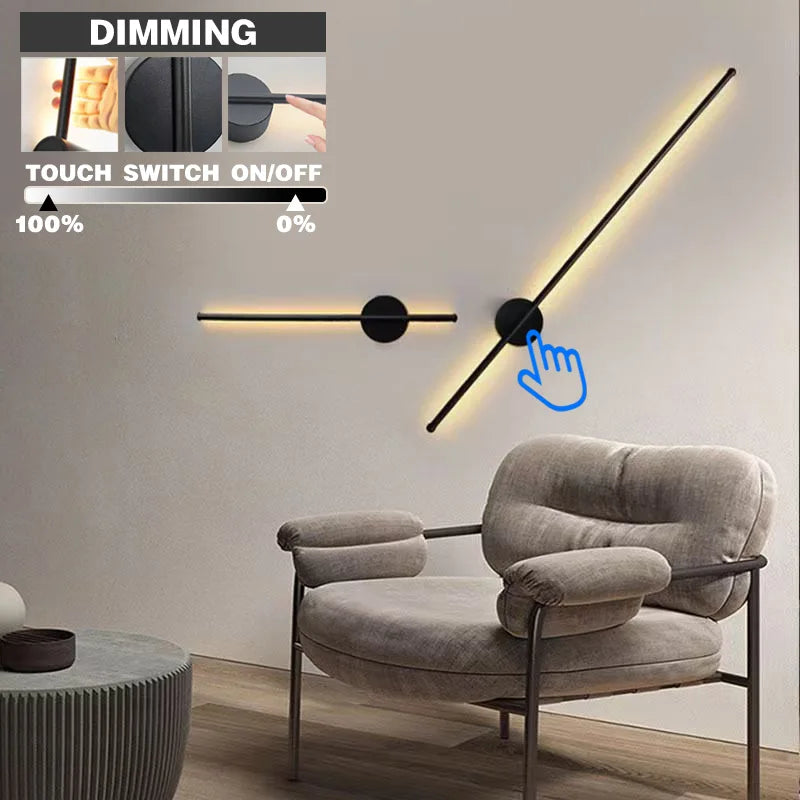 Indoor Touch Switch Dimmable LED Wall Lamps for TV Background Hardwired Long Press Dimming LED Wall Lights Wall Sconce Bedroom