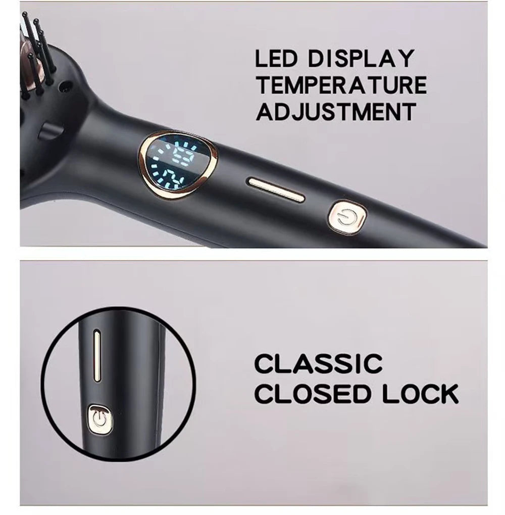 Electric  Double-tube Hot Comb Hair curler Hair Straightener Comb Negative Ion Anti-Scalding Styling Tool Straightening Brush