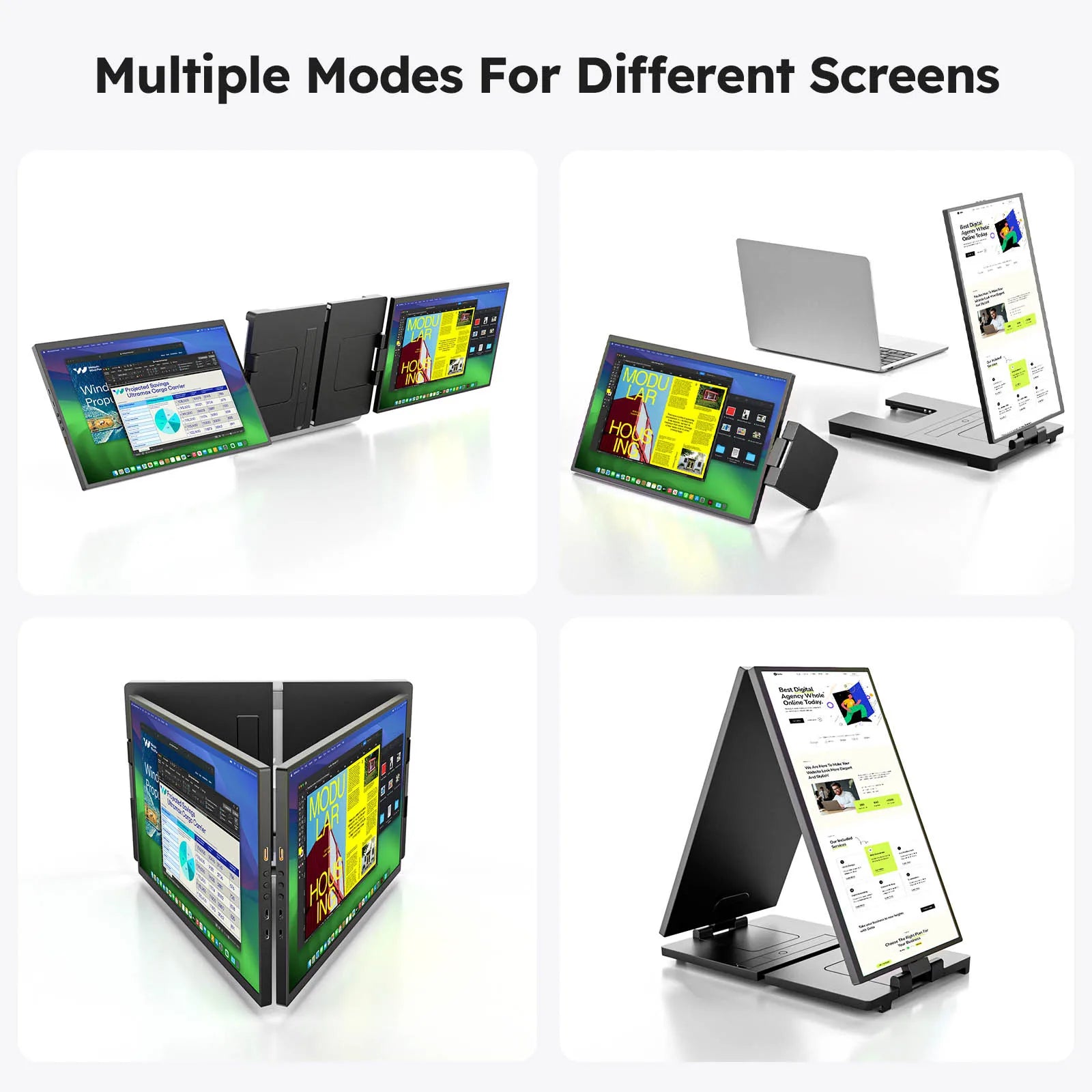 15.6inch Triple Screen Extender For Laptops 1080P FHD IPS Portable Dual External Monitors For Macbook Windows Extension 13-17"
