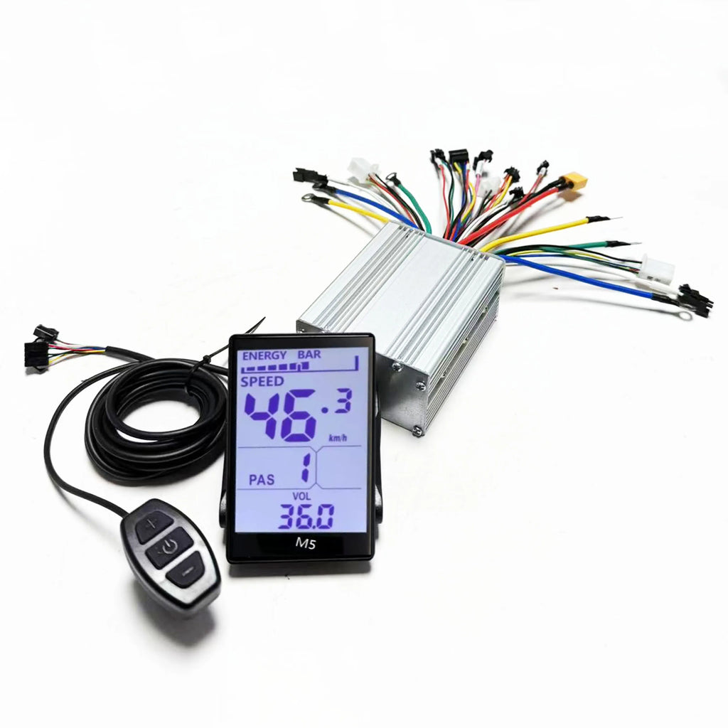 Sine Wave Dual Drive Brushless Motor Controller 25A+25A 500W+500W 36V 48V with M5 LCD Display UART No.2 for Two Motor e-bike